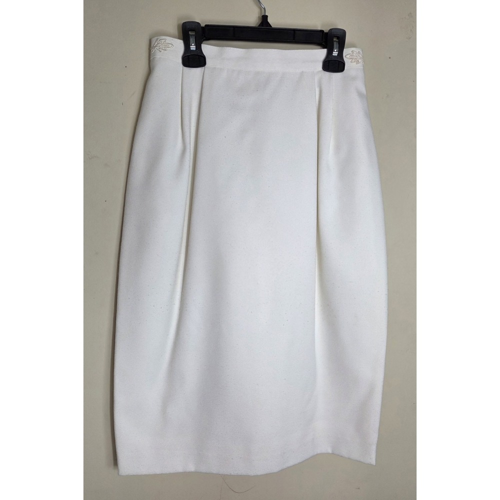 Vintage Sassco Ivory Maxi Skirt 6 Lined Straight Pencil Back Slit